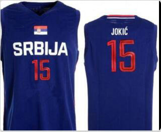 Maillot 15 Jokic Serbia Fiba Bleu Imprimé